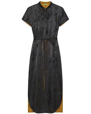 Shanghai Tang Prosperity Qipao Silk Dress - Black