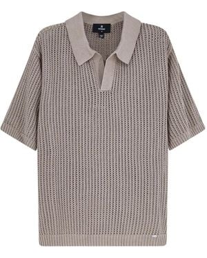 Represent Open-Knit Polo Shirt - Grey