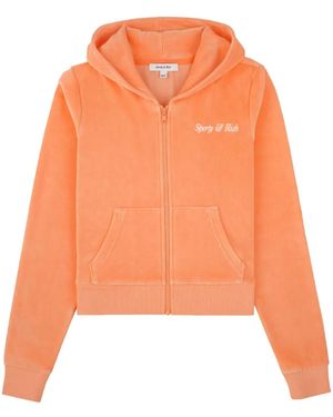 Sporty & Rich Hoodie Zippé À Logo Italic - Orange