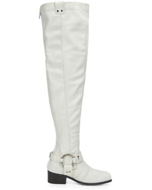 Moschino Buckle-Strap Boots - White