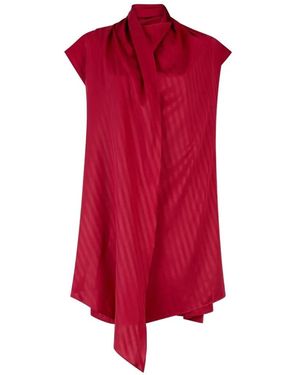 A Line Nina Striped Asymmetric Mini Dress - Red