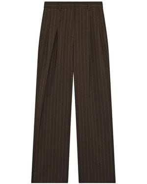 Lardini Pinstripe Pleated Pants - Brown