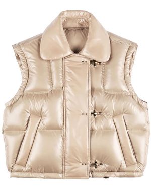 Fay Cropped Padded Gilet - Natural