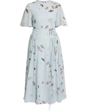 Erdem Printed-Detail Midi Dress - Blue