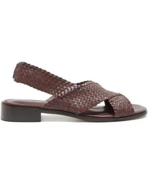 Sarah Chofakian Woven Colonel Slides - Brown