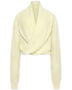 Hellessy Zen Wrap-Effect Shawl-Collar Sweater - White