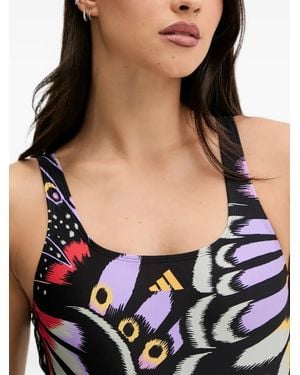 adidas X Farm Graphic Butterfly-Print Swimsuit - Black