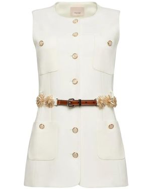 Cinq À Sept Embellished Belted Vest - White