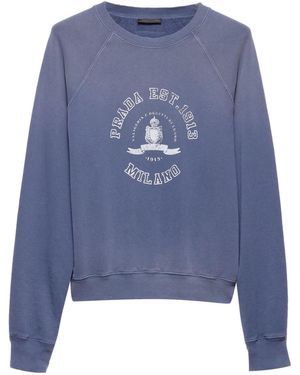 Prada Melange Sand Cotton Sweatshirt in White for Men | Lyst