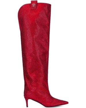 Philipp Plein Strass-Embellishment Boots - Red