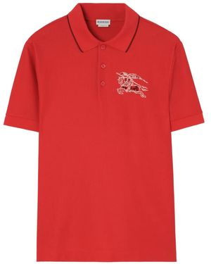 Burberry Heart Knight Cotton Polo Shirt - Red