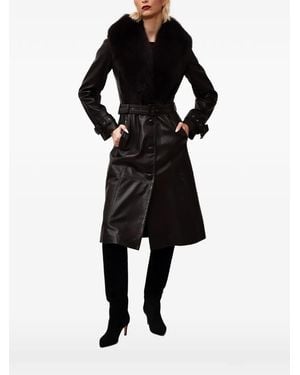 Poche Paris Single-Breasted Belted Coat - Black