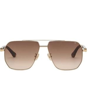 Philipp Plein Tortoiseshell-Effect Geometric-Frame Sunglasses - Brown