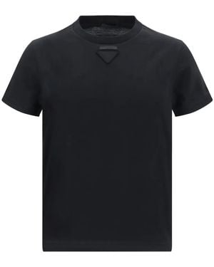 Prada Triangle-appliqué Crew-neck T-shirt - Black