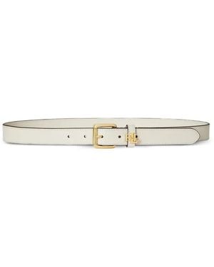 Ralph Lauren Cinturón De Piel Con Logo - Blanco