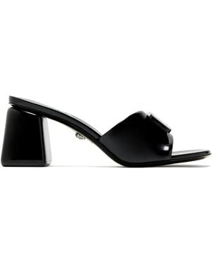 Versace Theia Patent Leather Mules - Black