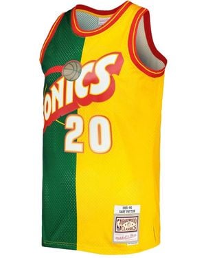 Mitchell & Ness X Nba Seattle Supersonics 1995 Gary Payton Split Swingman Tank Top - Yellow