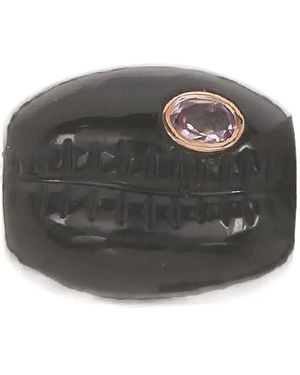 Dezso by Sara Beltran Charm Cowry en oro rosa de 18 ct con cuentas de granate y ojo de tigre - Gris