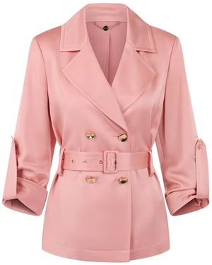 Marc Cain Double-Breasted Satin Blazer - Pink