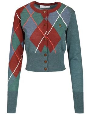 Vivienne Westwood Cárdigan Corto Con Motivo De Rombos - Azul