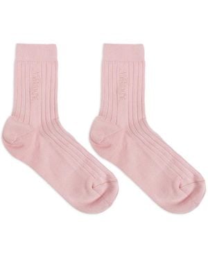 Versace Ribbed Logo-Embroidered Socks - Pink