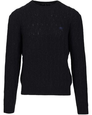 Etro Pegaso-Embroidered Cashmere Sweater - Blue