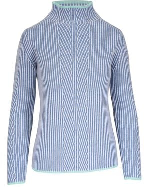 Kinross Cashmere Jersey A Rayas - Azul