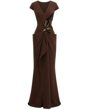Gemy Maalouf Embellished Draped Dress - Brown