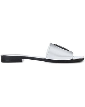 Just Cavalli Leather Slides - White