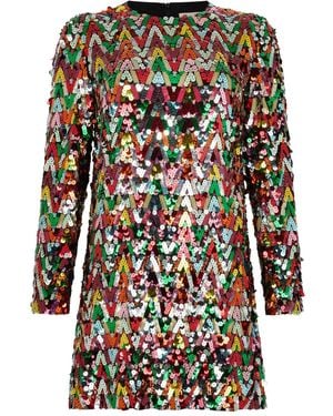 Valentino Garavani Sequin Pattern Mini Dress - Black