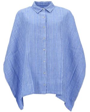 120% Lino Linen Oversized Shirt - Blue