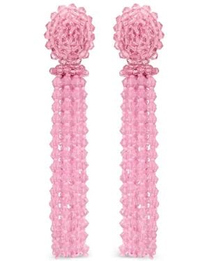 Oscar de la Renta Beaded-Embellishments Tassel Earrings - Pink