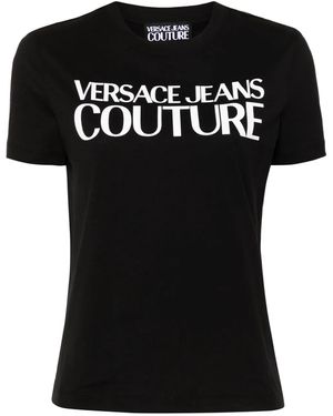 Versace Jeans Couture Rubberised-Logo Cotton T-Shirt - Black