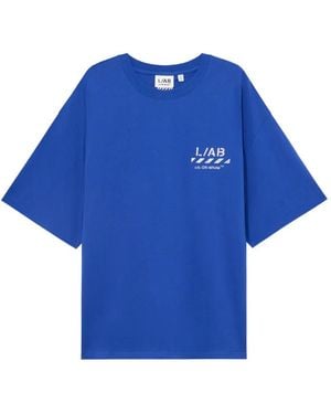 LAB C.O. OFF WHITE Diagonal Oversized T-Shirt - Blue