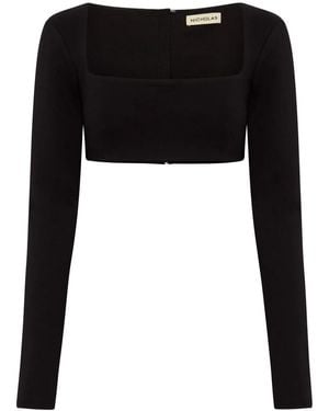 Nicholas Garima Cropped Long-Sleeve Top - Black