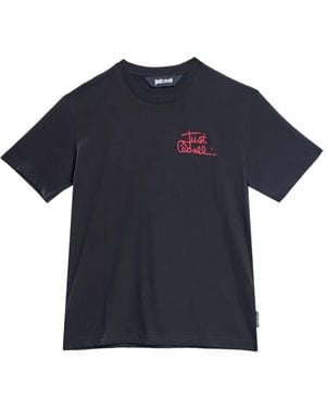 Just Cavalli Logo-Embroidered T-Shirt - Blue