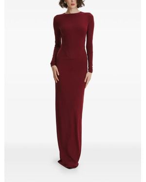 2310 STUDIO Long-Sleeves Corset Maxi Dress - Red