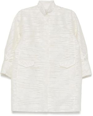 Shiatzy Chen Chaqueta en jacquard con cuello mao - Blanco