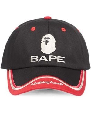 A Bathing Ape Logo-Embroidered Baseball Cap - Black