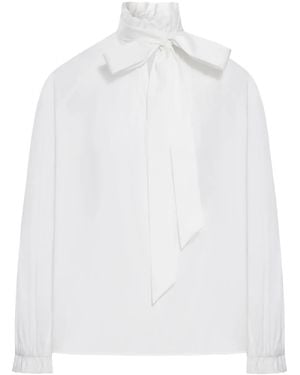 La DoubleJ Tie-Neck Cotton Blouse - White