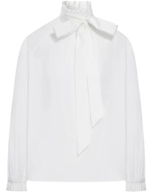 La DoubleJ Tie-Neck Cotton Blouse - White