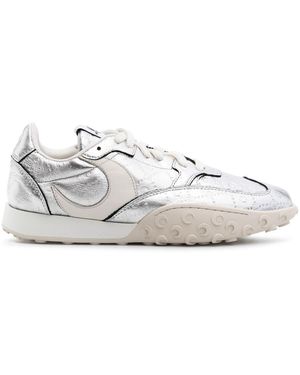 Marine Serre -tone Ms Rise Leather Sneakers - Women's - Calf Leather/fabric/calf Leatherrubber - White