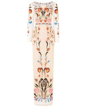Temperley London Toledo Floral-Embroidered Long-Sleeve Dress - White