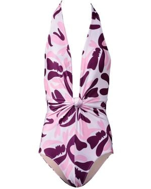 Adriana Degreas Knot Floral Swimsuit - Purple