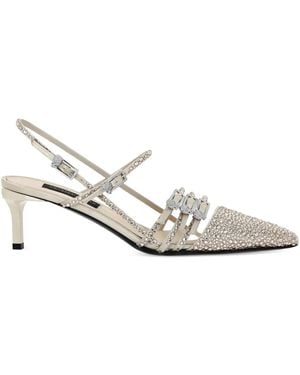 Philipp Plein Multi-Strap Mid-Heels Slingbacks 5 Mix Strass - White