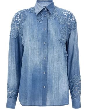 Ermanno Scervino マクラメ ロングスリーブシャツ - ブルー