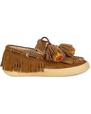 Elena Iachi Tassel-Detail Fringed Loafers - Brown