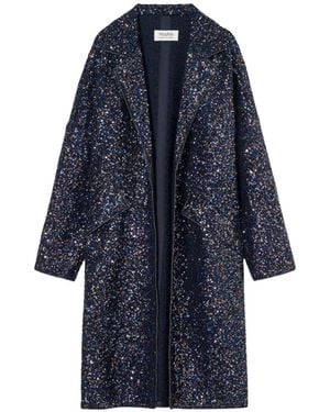 Psophia Mantel Mit Fallendem Revers Und Pailletten - Blau