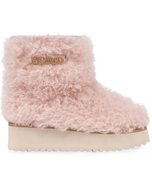 Love Moschino Faux-Shearling Platform Boots - Pink