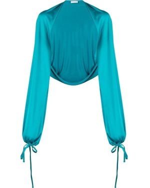P.A.R.O.S.H. Drawstring-Detailed Long-Sleeved Shrug - Blue